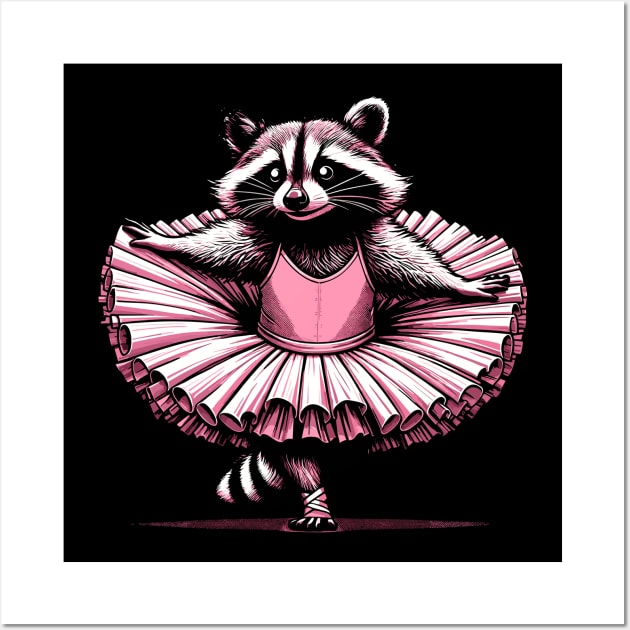 Cute Raccoon Ballet Dance Funny Ballet Wall Art by KsuAnn